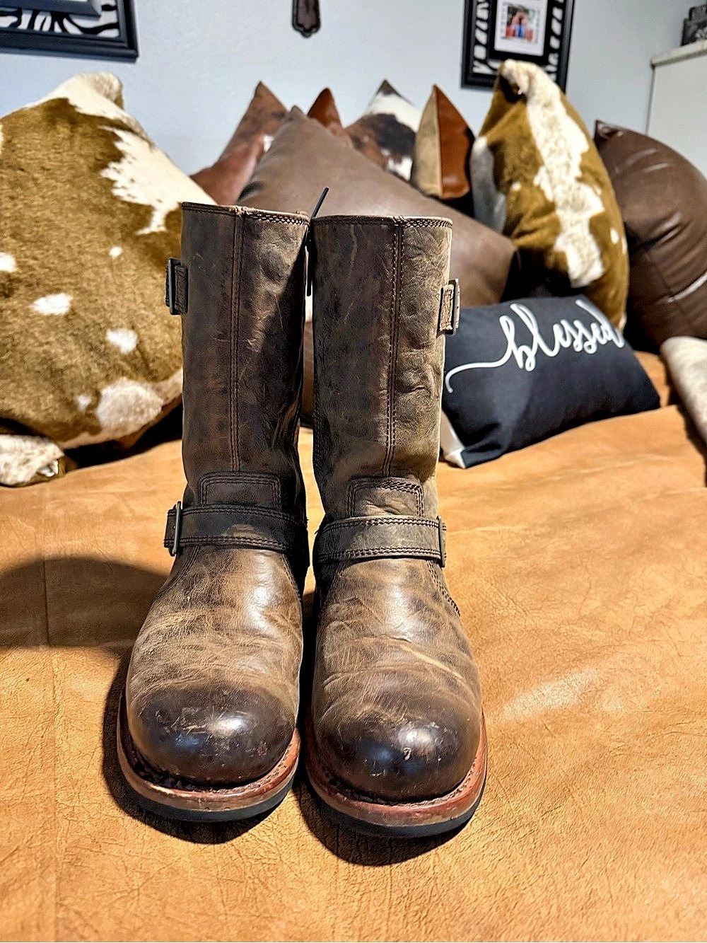 Harley-Davidson Men's Brown Leather Harness Boots